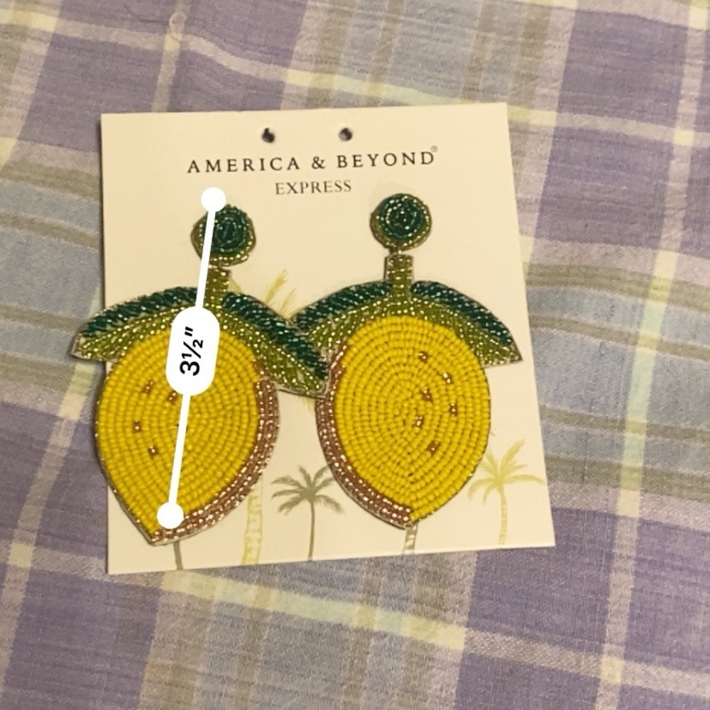 America & Beyond Lemon Beaded Earrings Yellow and Green - Picture 4 of 4
